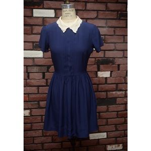 Skater Dress With Embroidered Collar